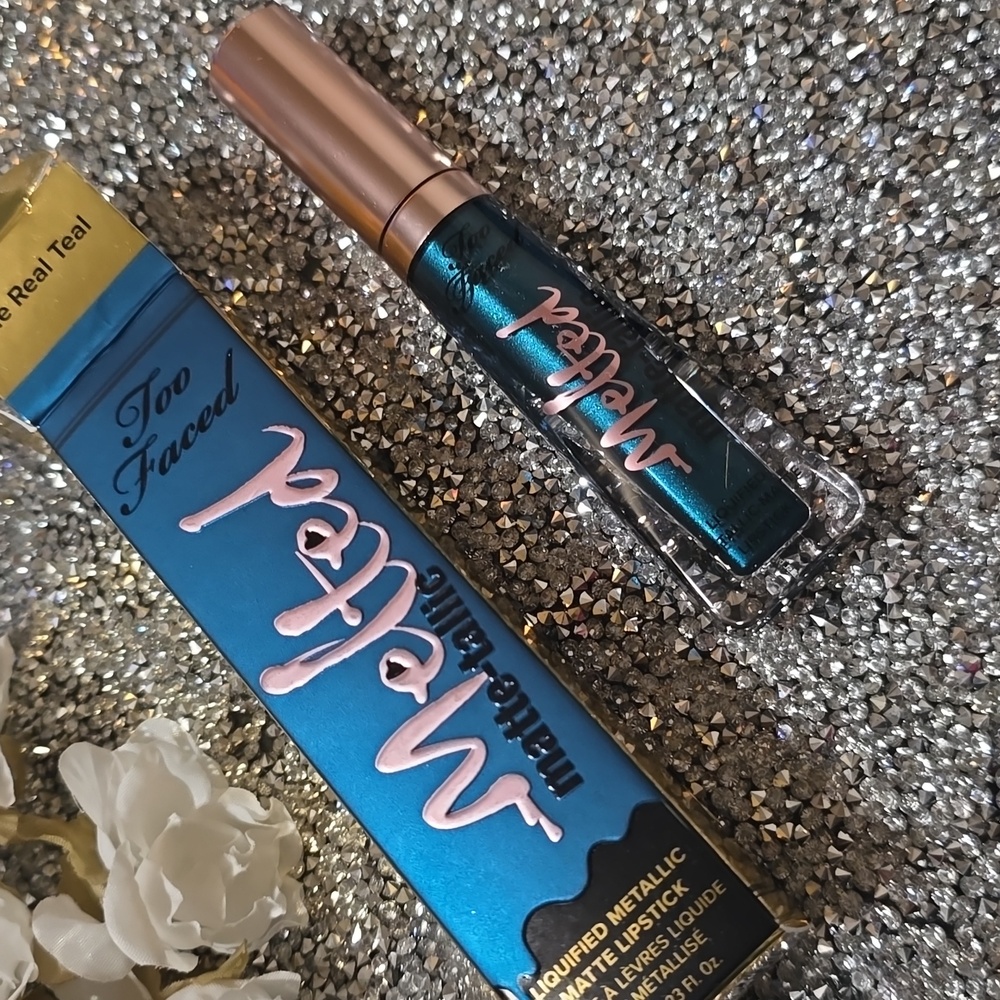 🌟HP🌟🧚‍♀️THE REAL TEAL Too Faced DISCONTINUED Melted Metallic Lip NWT - Picture 7 of 8